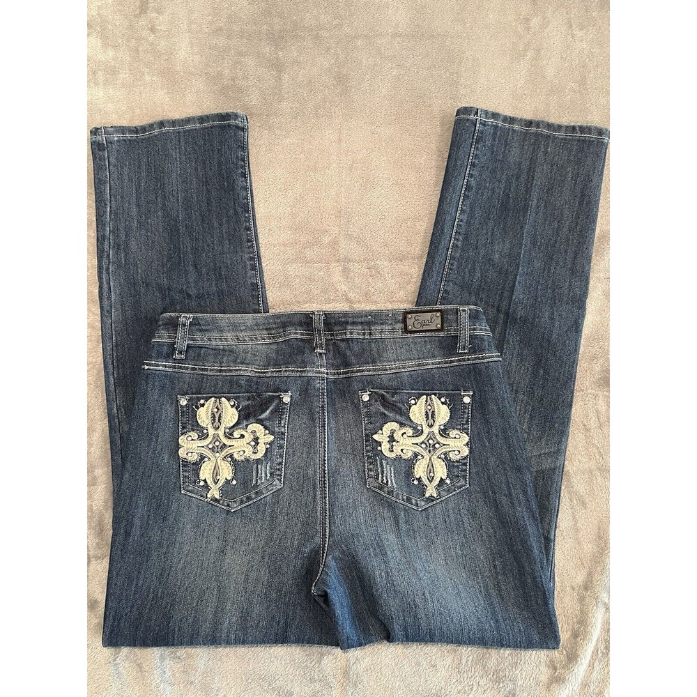 Earl Jeans Women 10 Blue Straight Leg Embellishment Bling Western Horse Cowboy